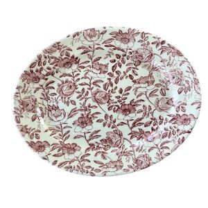 Churchill Red Floral Transferware Oval Platter
